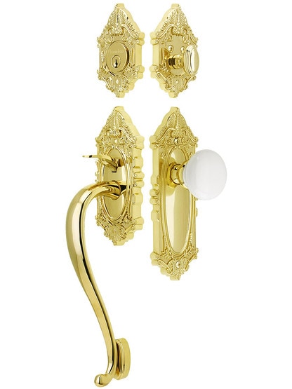 Grandeur Grande Victorian Thumblatch Entrance Set With Hyde Park Knob in PVD.